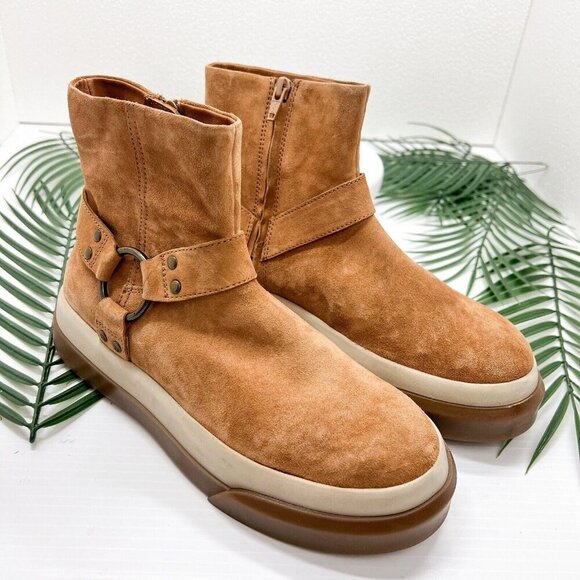 Free People Suede Bodhi Harness Boots 7.5 Brown Pull-On Ankle Fall NWOB - Picture 2 of 12